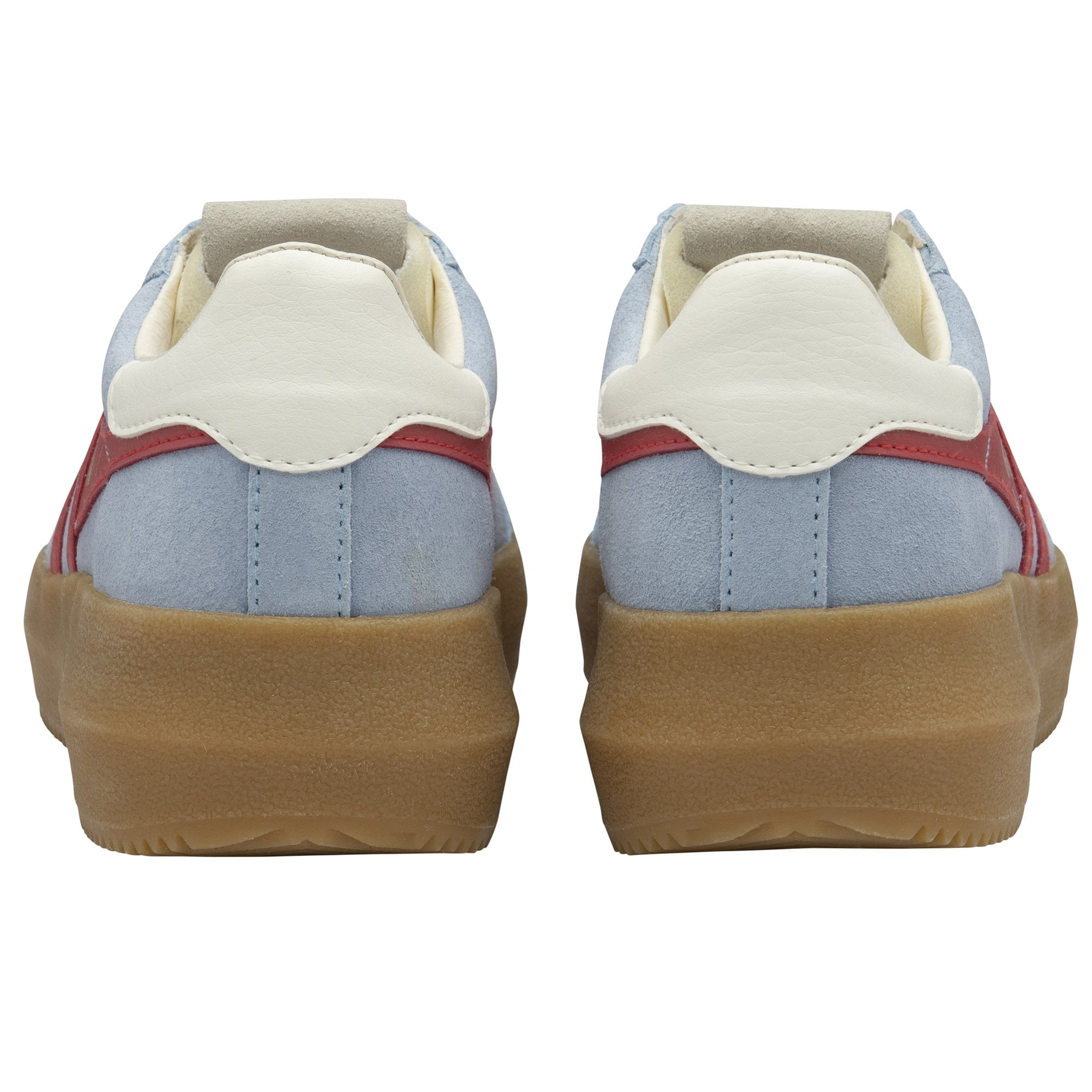 Gola Athena Ladies Air/Coral/Off White/Gum Suede Lace-Up Trainers, stylish sneakers with gum soles and colorful accents.