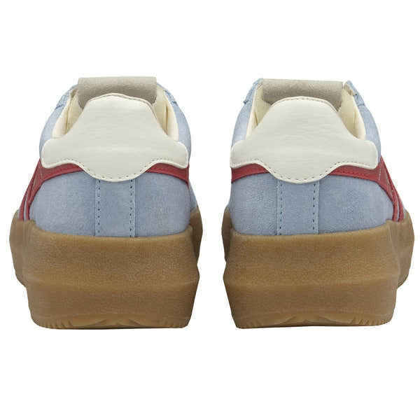 Gola Athena Ladies Air/Coral/Off White/Gum Suede Lace-Up Trainers, stylish sneakers with gum soles and colorful accents.