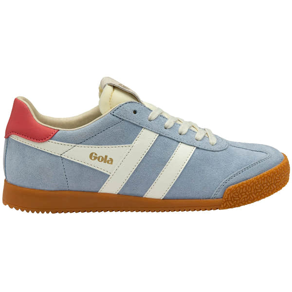 Gola CLB538 Elan women's lace-up trainers in off-white, coral leather with gum sole and retro sporty design.