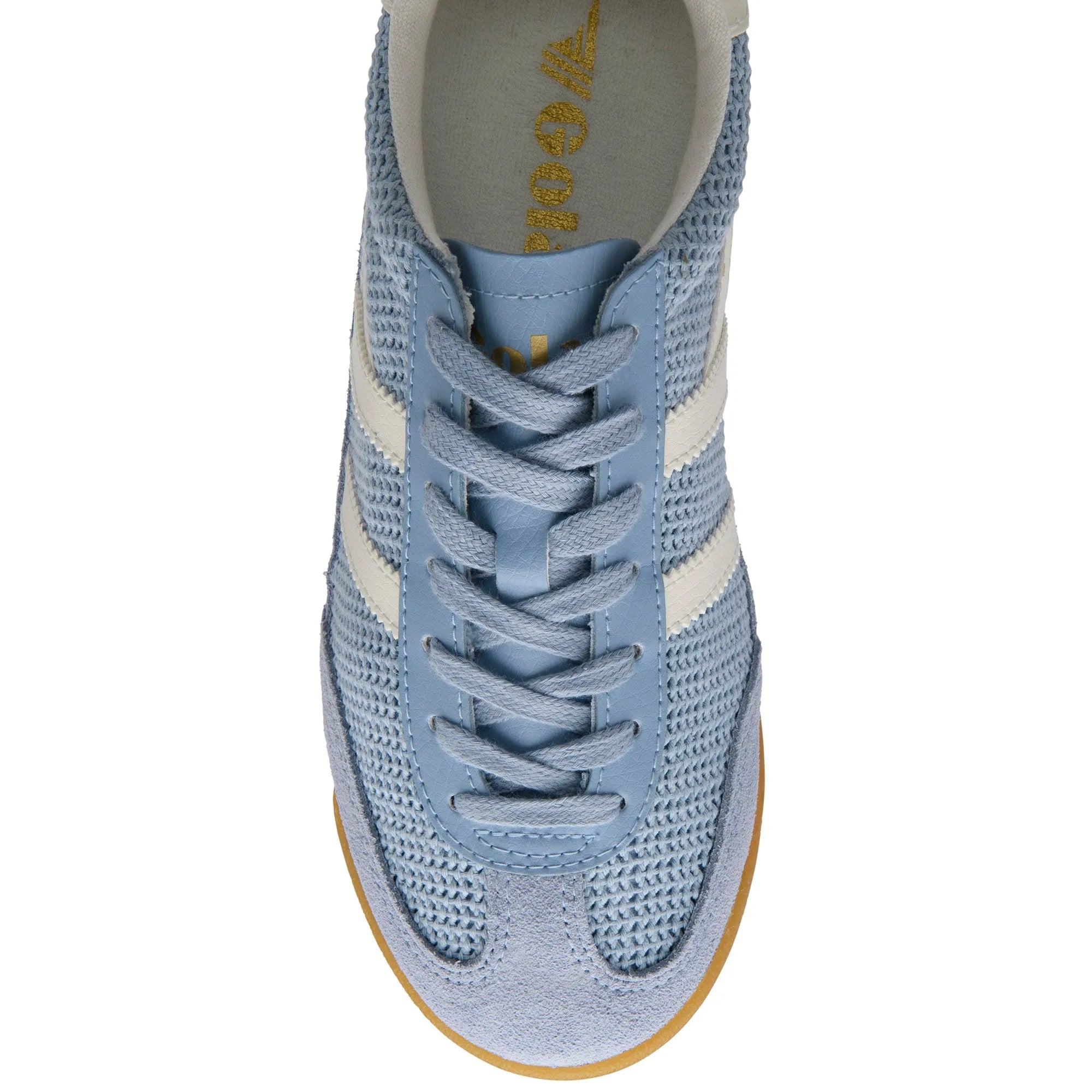 Gola CLB768 Tornado Zephyr women's air/off-white leather and textile lace-up trainers, breathable mesh design with gum sole.