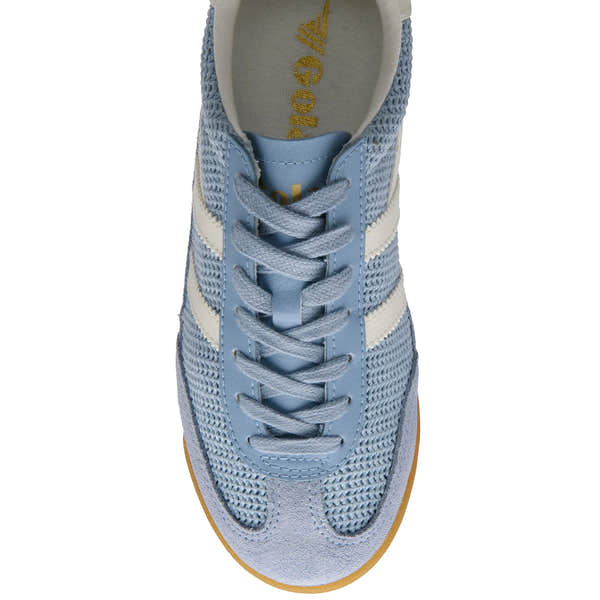 Gola CLB768 Tornado Zephyr women's air/off-white leather and textile lace-up trainers, breathable mesh design with gum sole.