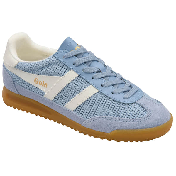 Gola CLB768 Tornado Zephyr women's off-white leather and textile lace-up trainers with a gum sole.