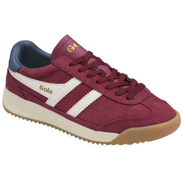 Gola CLB781 Tornado 88 Ladies trainers, cerise and off-white leather with lace-up design and gum sole.