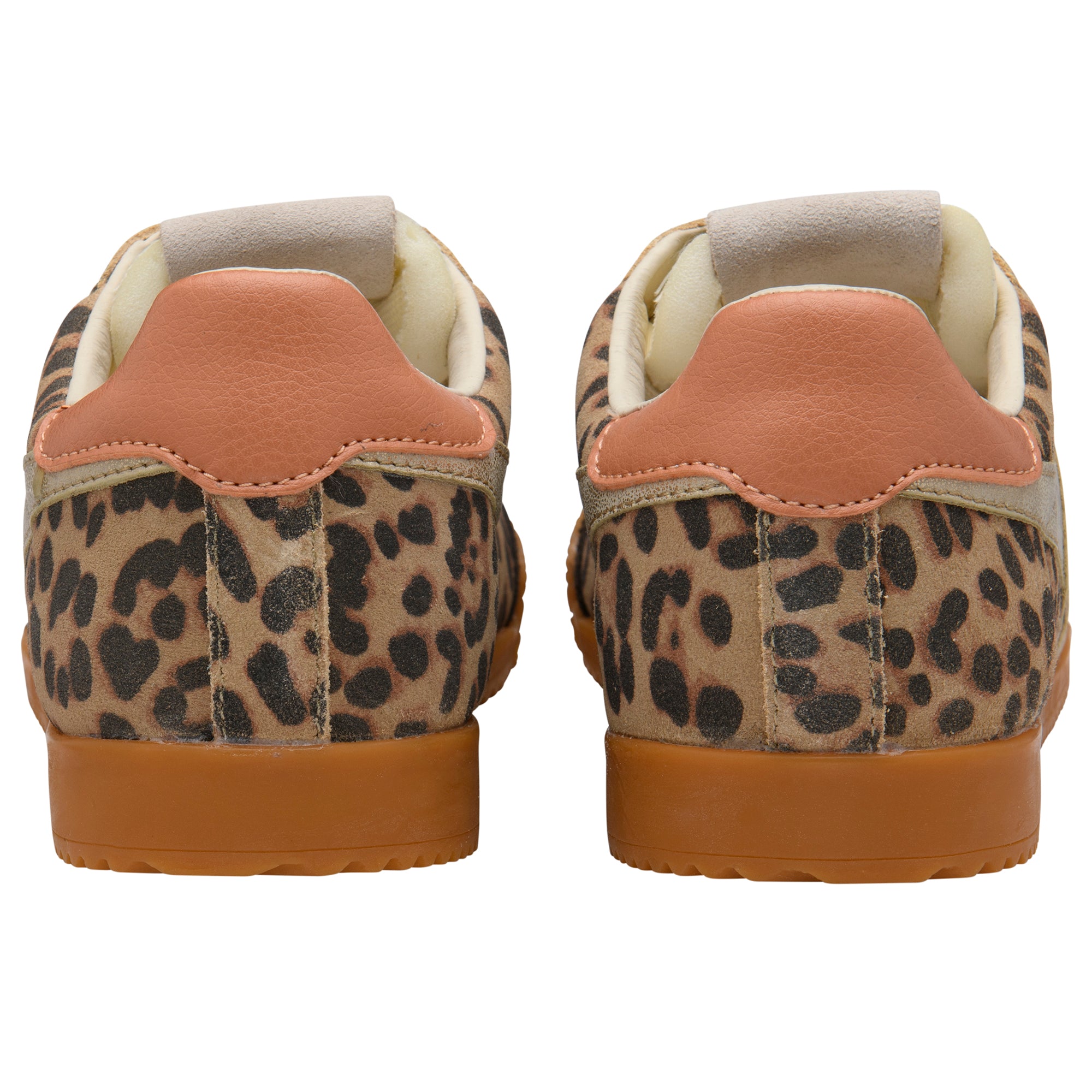 Gola CLB866 Elan Safari Ladies Leopard/Mocha/Gold/Terracotta Leather & Textile Lace Up Trainers