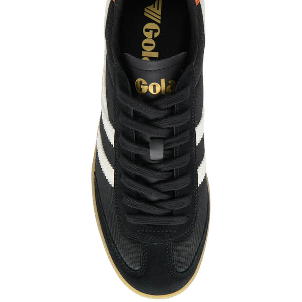 Gola CMB872 Viper Mesh men's trainers in Black, Off White, Moody Orange, and Gum leather with lace-up design.