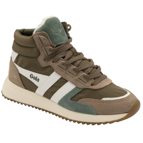 Gola Chicago High Ladies Khaki & Cappuccino Nylon Lace Up Trainers-elevate your sole