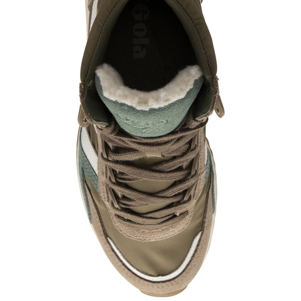 Gola Chicago High Ladies Khaki & Cappuccino Nylon Lace Up Trainers-elevate your sole