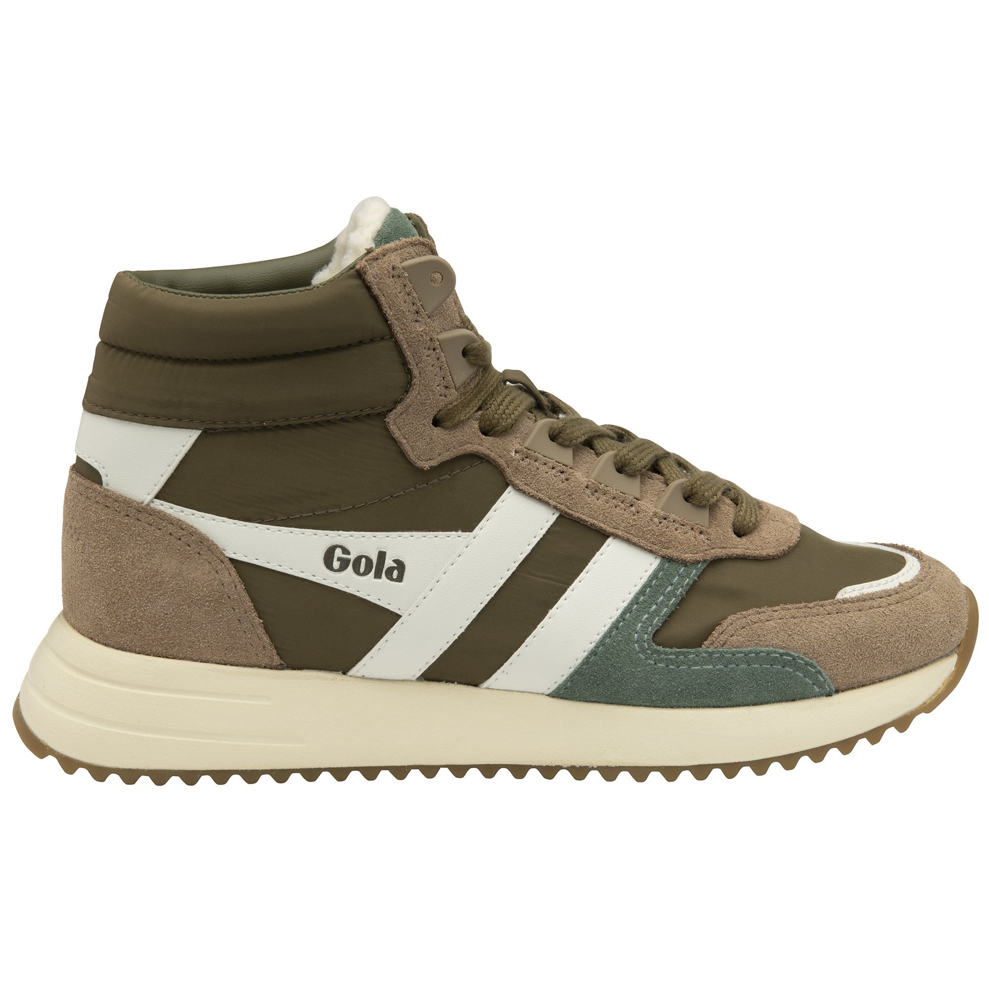 Gola Chicago High Ladies Khaki & Cappuccino Nylon Lace Up Trainers-elevate your sole
