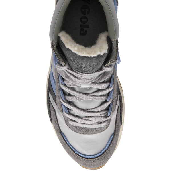 Gola Chicago High Ladies Light Grey & Blue Nylon Lace Up Trainers-elevate your sole