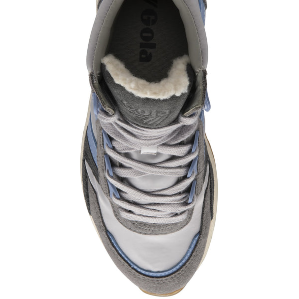 Gola Chicago High Ladies Light Grey & Blue Nylon Lace Up Trainers-elevate your sole