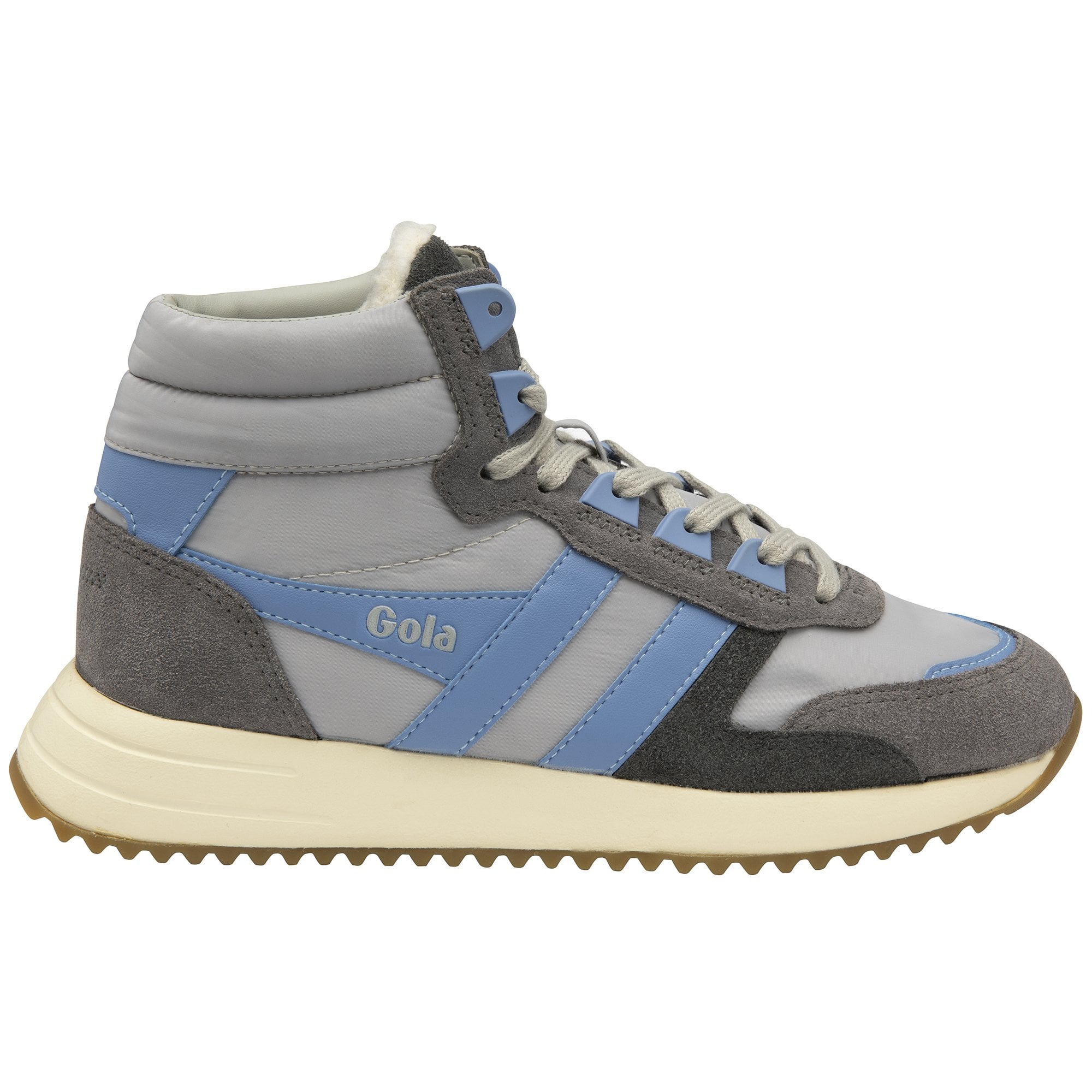 Gola Chicago High Ladies Light Grey & Blue Nylon Lace Up Trainers-elevate your sole