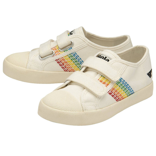 Gola Coaster Rainbow Stitch Girls Off White Multi Touch Fastening