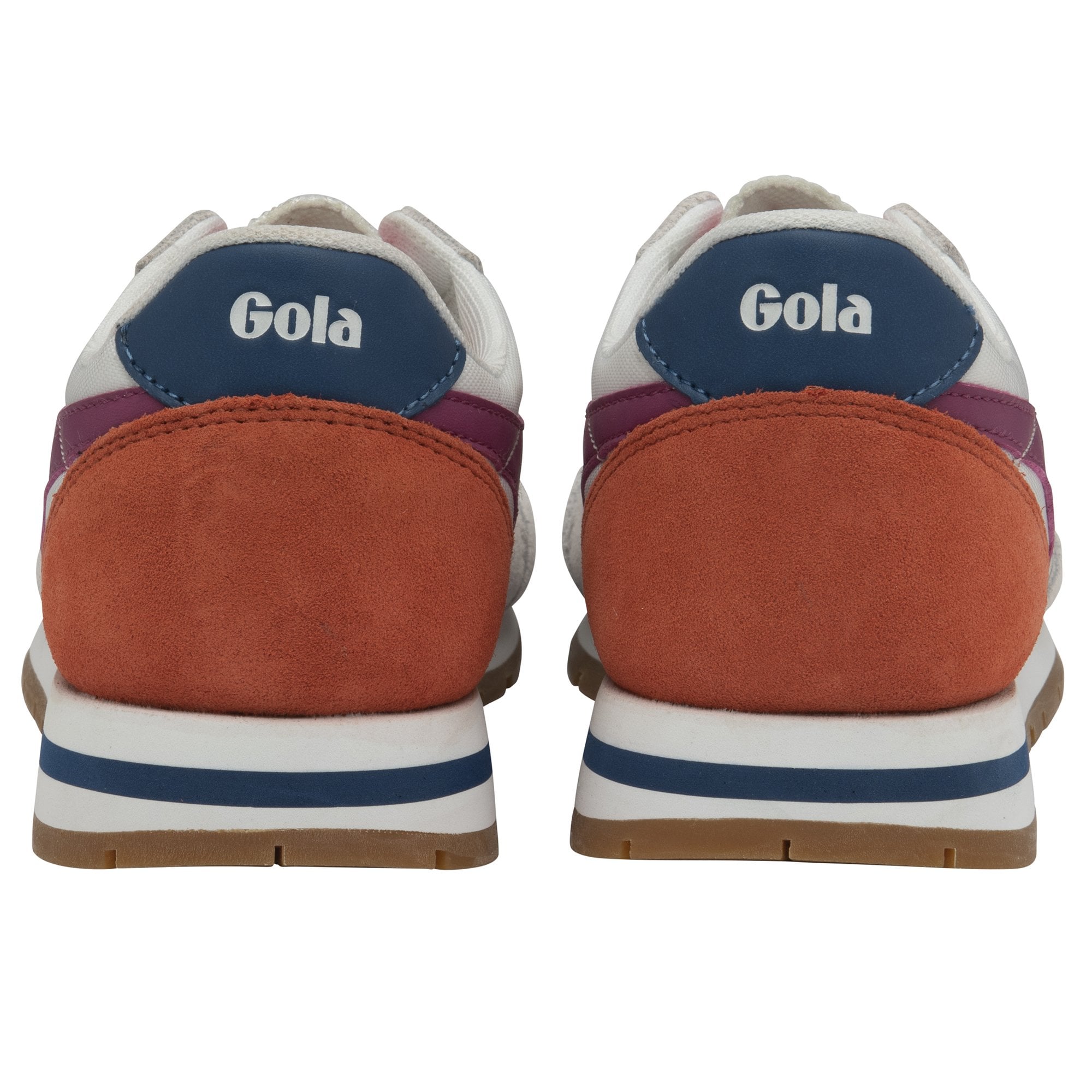Gola Daytona Ladies White, Fuchsia And Marine Blue Leather & Textile Lace Up Trainers-elevate your sole