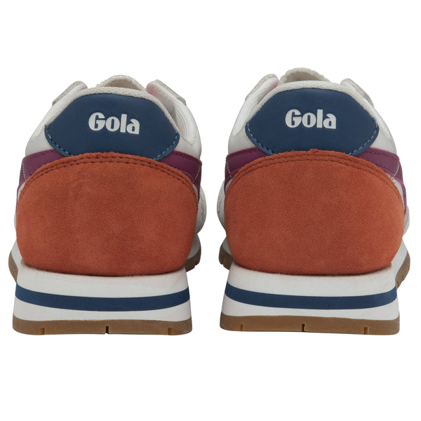 Gola Daytona Ladies White, Fuchsia And Marine Blue Leather & Textile Lace Up Trainers-elevate your sole