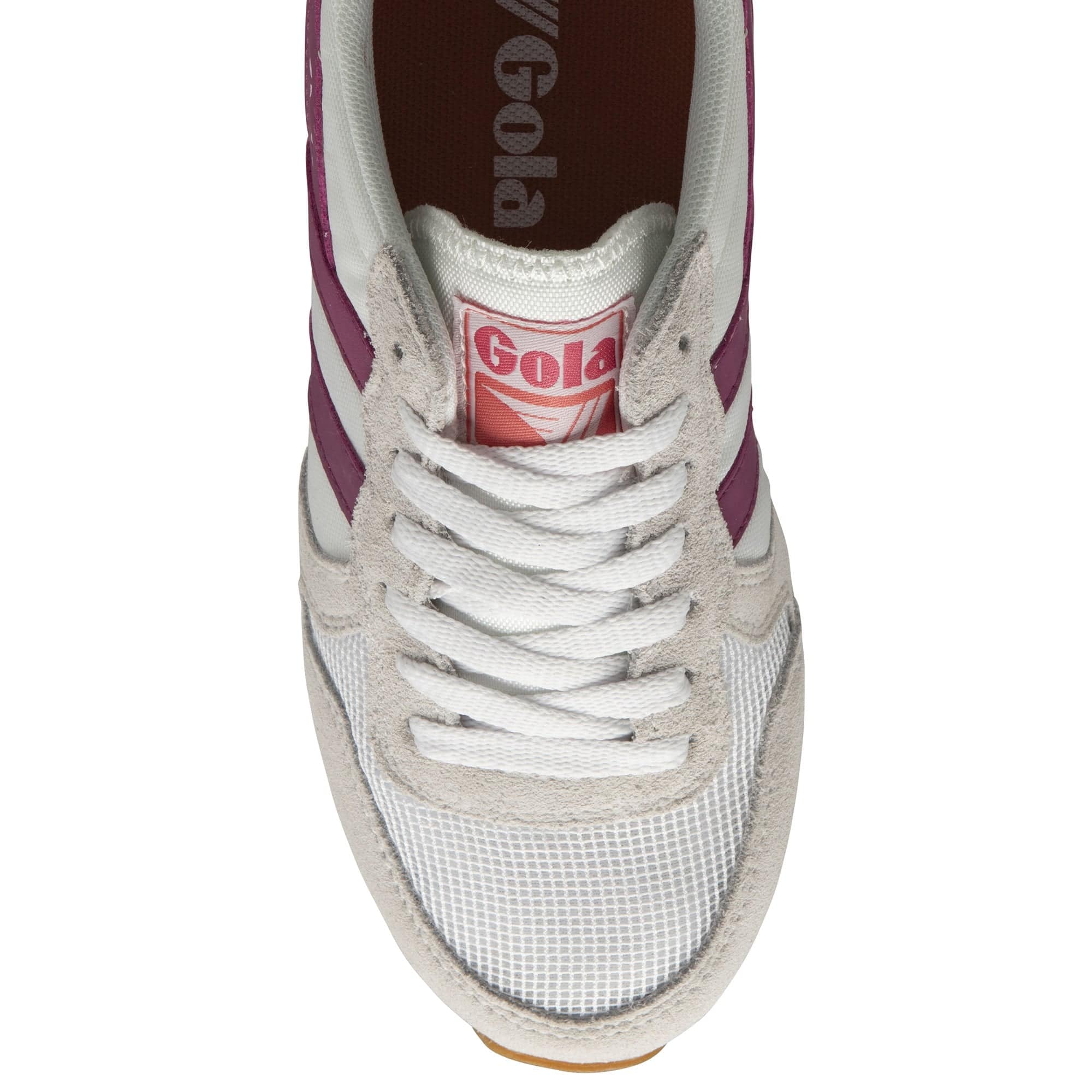 Gola Daytona Ladies White, Fuchsia And Marine Blue Leather & Textile Lace Up Trainers-elevate your sole