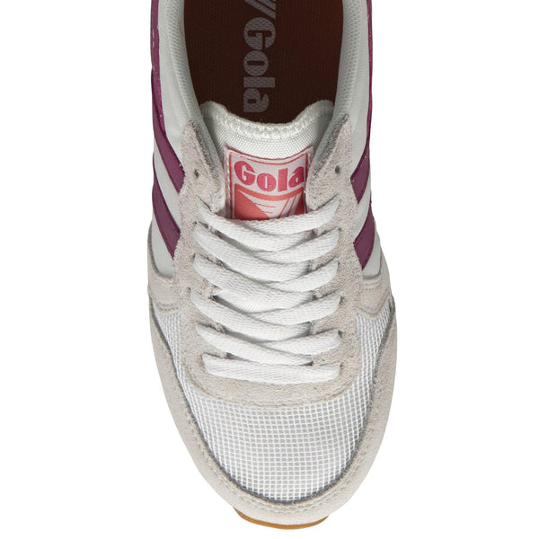 Gola Daytona Ladies White, Fuchsia And Marine Blue Leather & Textile Lace Up Trainers-elevate your sole