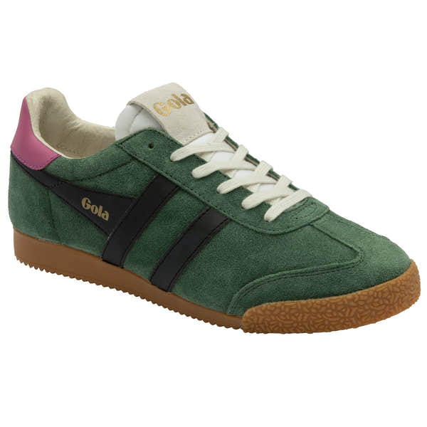 Gola Elan Ladies Evergreen/Black/Fuchsia Leather Lace Up Trainers-elevate your sole