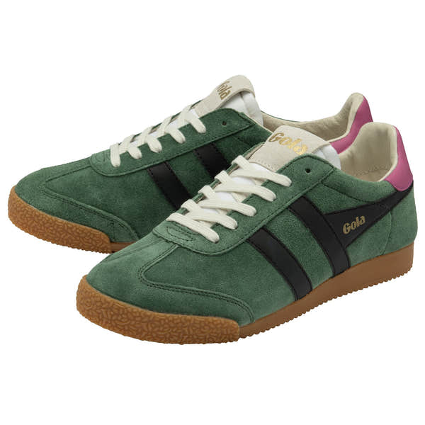 Gola Elan Ladies Evergreen/Black/Fuchsia Leather Lace Up Trainers-elevate your sole