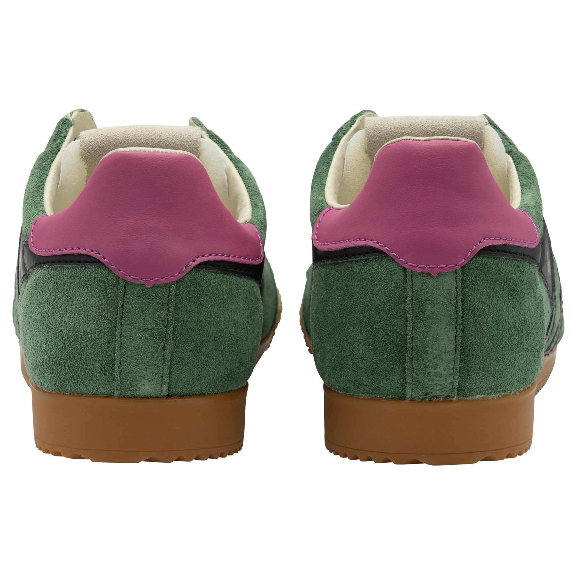 Gola Elan Ladies Evergreen/Black/Fuchsia Leather Lace Up Trainers-elevate your sole