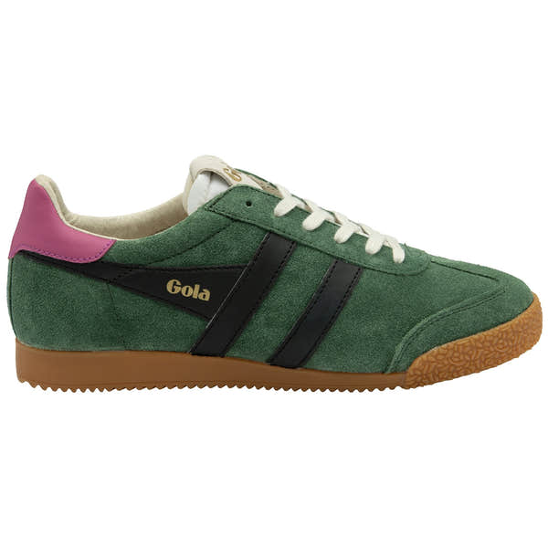 Gola Elan Ladies Evergreen/Black/Fuchsia Leather Lace Up Trainers-elevate your sole