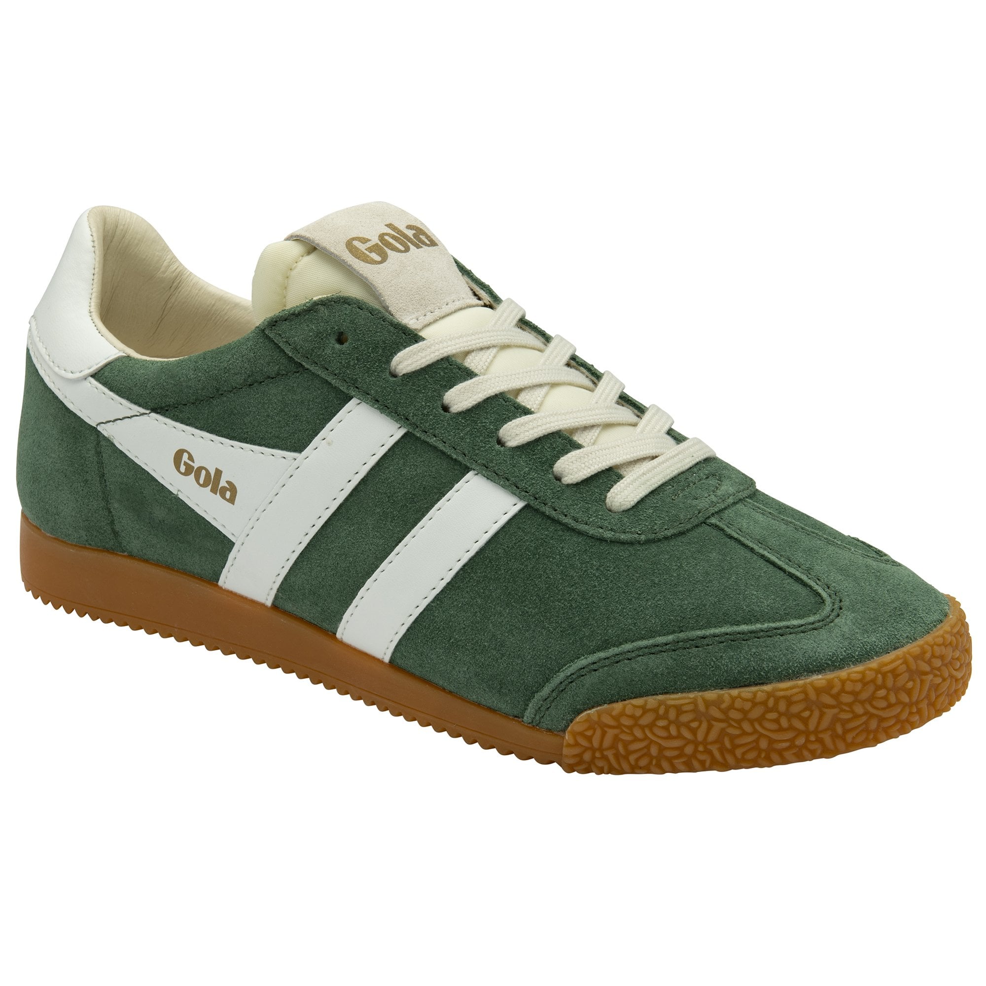 Gola Elan Ladies Evergreen/White Leather Lace Up Trainers-elevate your sole