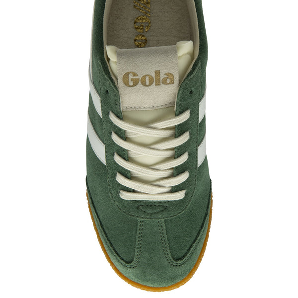 Gola Elan Ladies Evergreen/White Leather Lace Up Trainers-elevate your sole