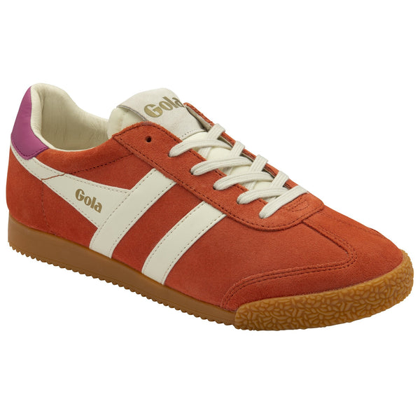 Gola Elan Ladies Hot Coral/Off White/Fuchsia Leather Lace Up Trainers-elevate your sole