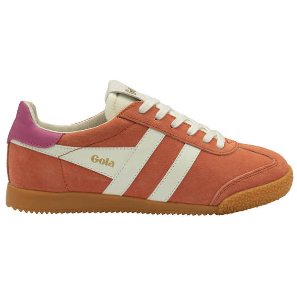 Gola Elan Ladies Hot Coral/Off White/Fuchsia Leather Lace Up Trainers-elevate your sole