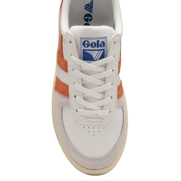 Gola Grandslam Trident Ladies White, Coral And Blue Leather Lace Up Trainers-elevate your sole