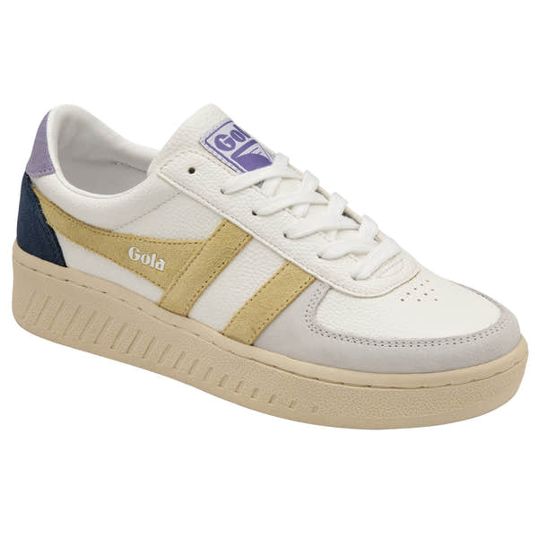 Gola Grandslam Trident Ladies White/Lemon/Lavender Lace Up Trainers-elevate your sole