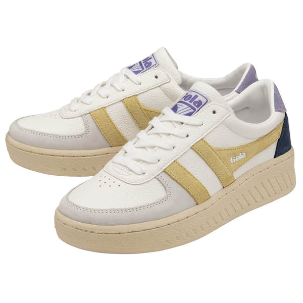 Gola Grandslam Trident Ladies White/Lemon/Lavender Lace Up Trainers-elevate your sole