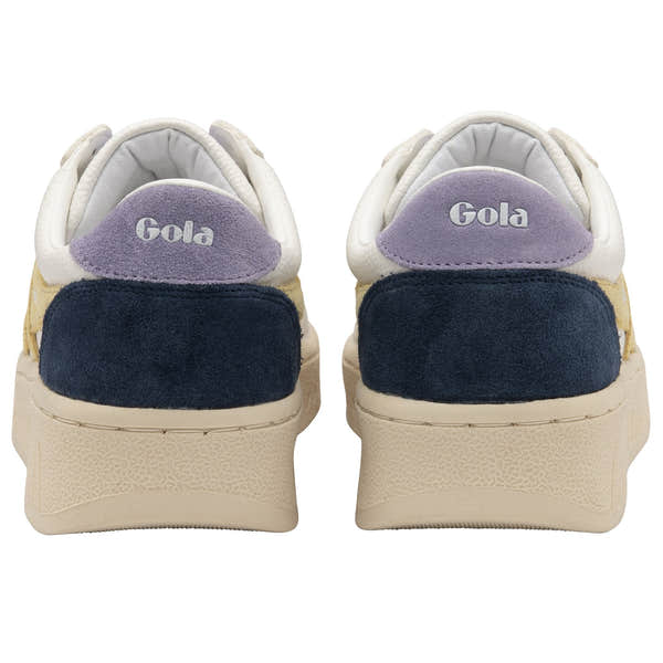 Gola Grandslam Trident Ladies White/Lemon/Lavender Lace Up Trainers-elevate your sole