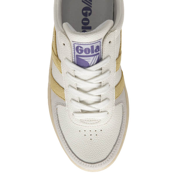 Gola Grandslam Trident Ladies White/Lemon/Lavender Lace Up Trainers-elevate your sole