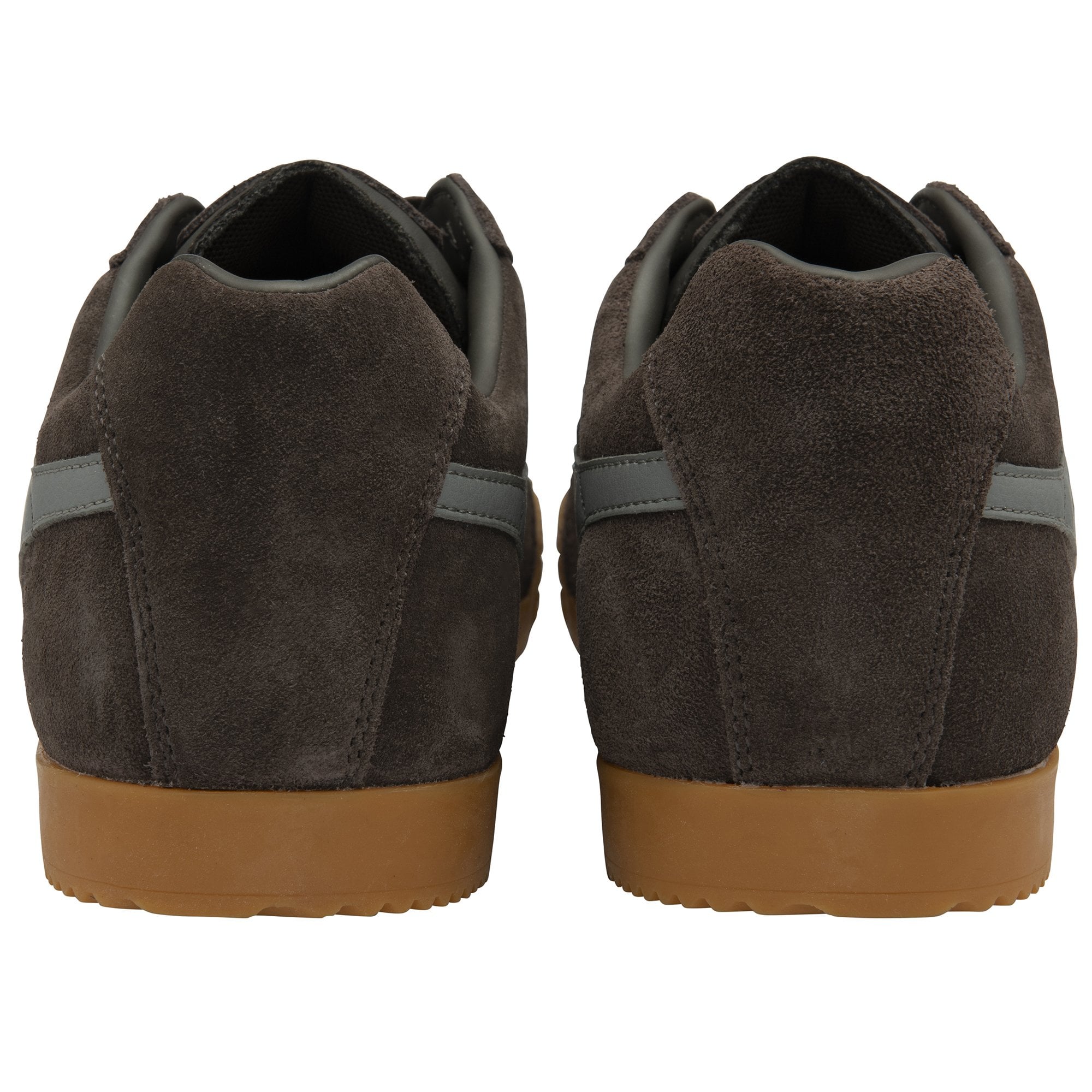 Gola Harrier men's mocha/cement suede lace-up trainers, with gum sole and sleek design.