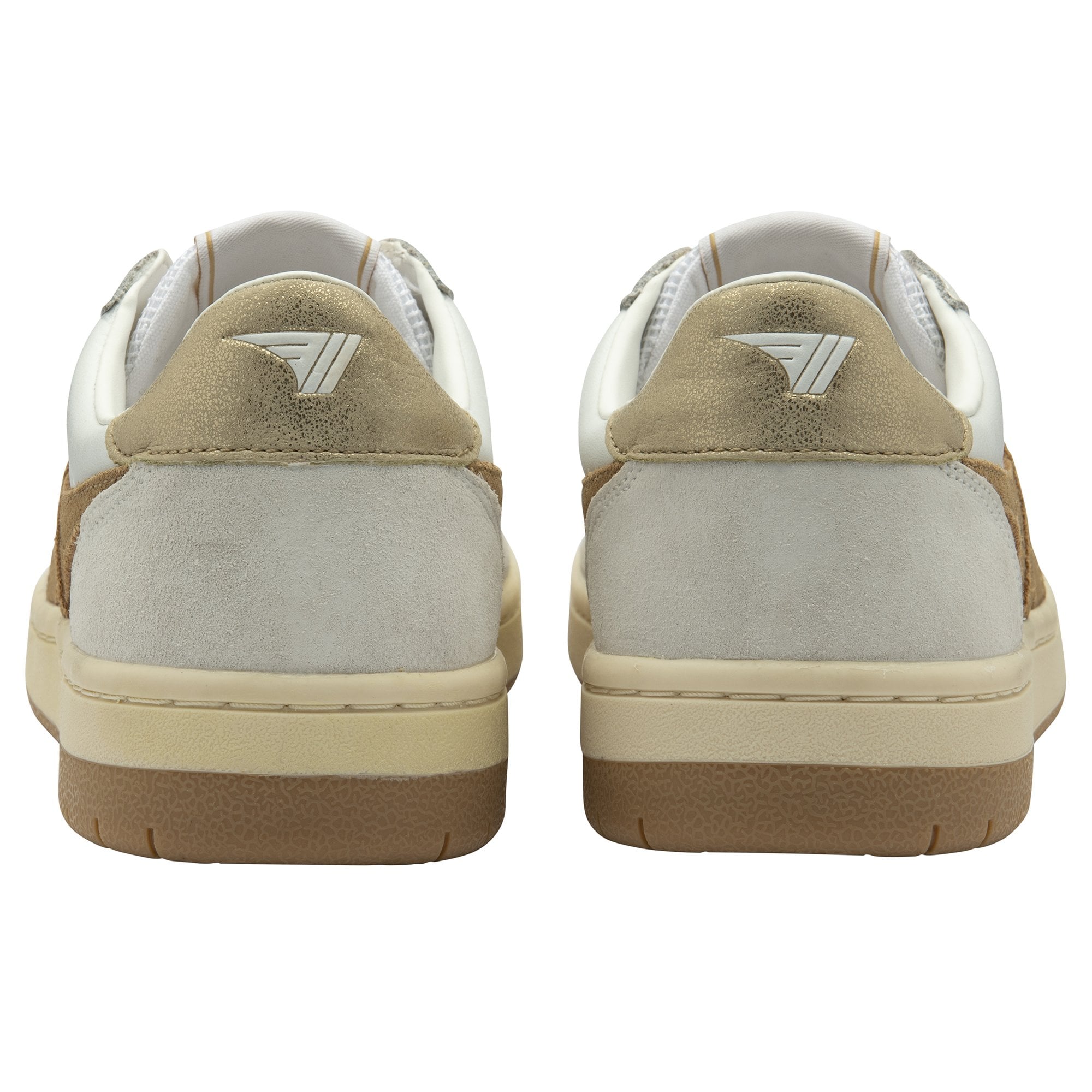 Gola Hawk Ladies White/Light Caramel/Gold Leather Lace Up Trainers-elevate your sole