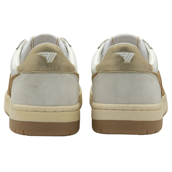Gola Hawk Ladies White/Light Caramel/Gold Leather Lace Up Trainers-elevate your sole