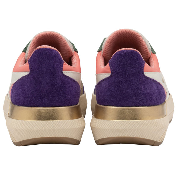 Gola Raven Ladies Wheat/Coral Pink/Royal Purple Leather & Textile Lace Up Trainers-elevate your sole
