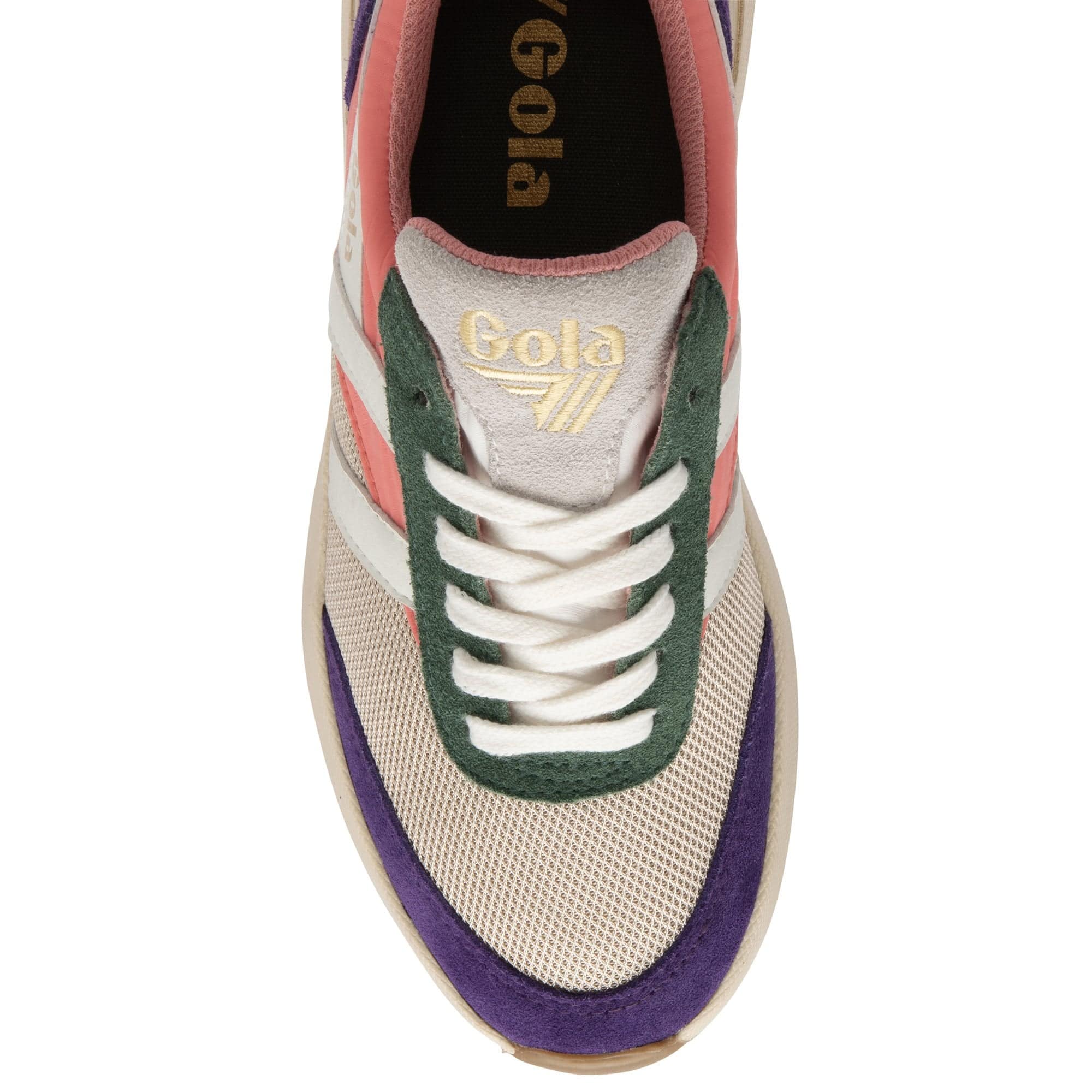 Gola Raven Ladies Wheat/Coral Pink/Royal Purple Leather & Textile Lace Up Trainers-elevate your sole