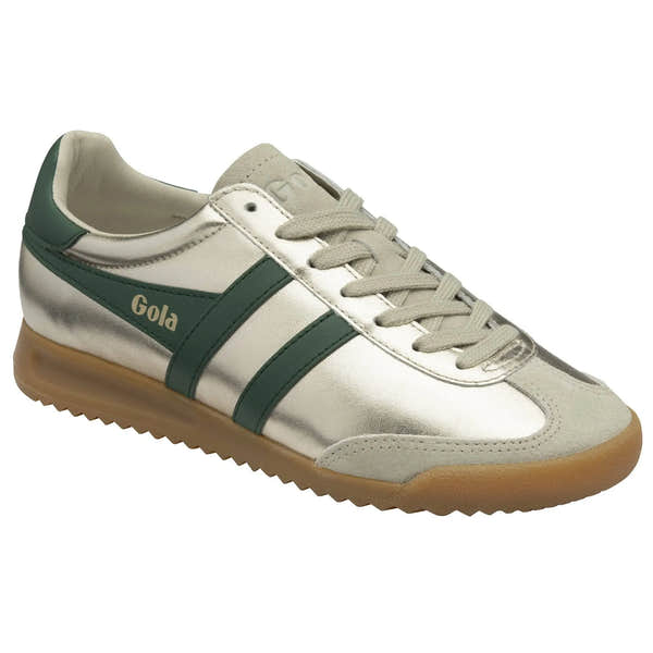 Gola Torpedo Glimmer Ladies Gold/Evergreen Leather Lace Up Trainers-elevate your sole