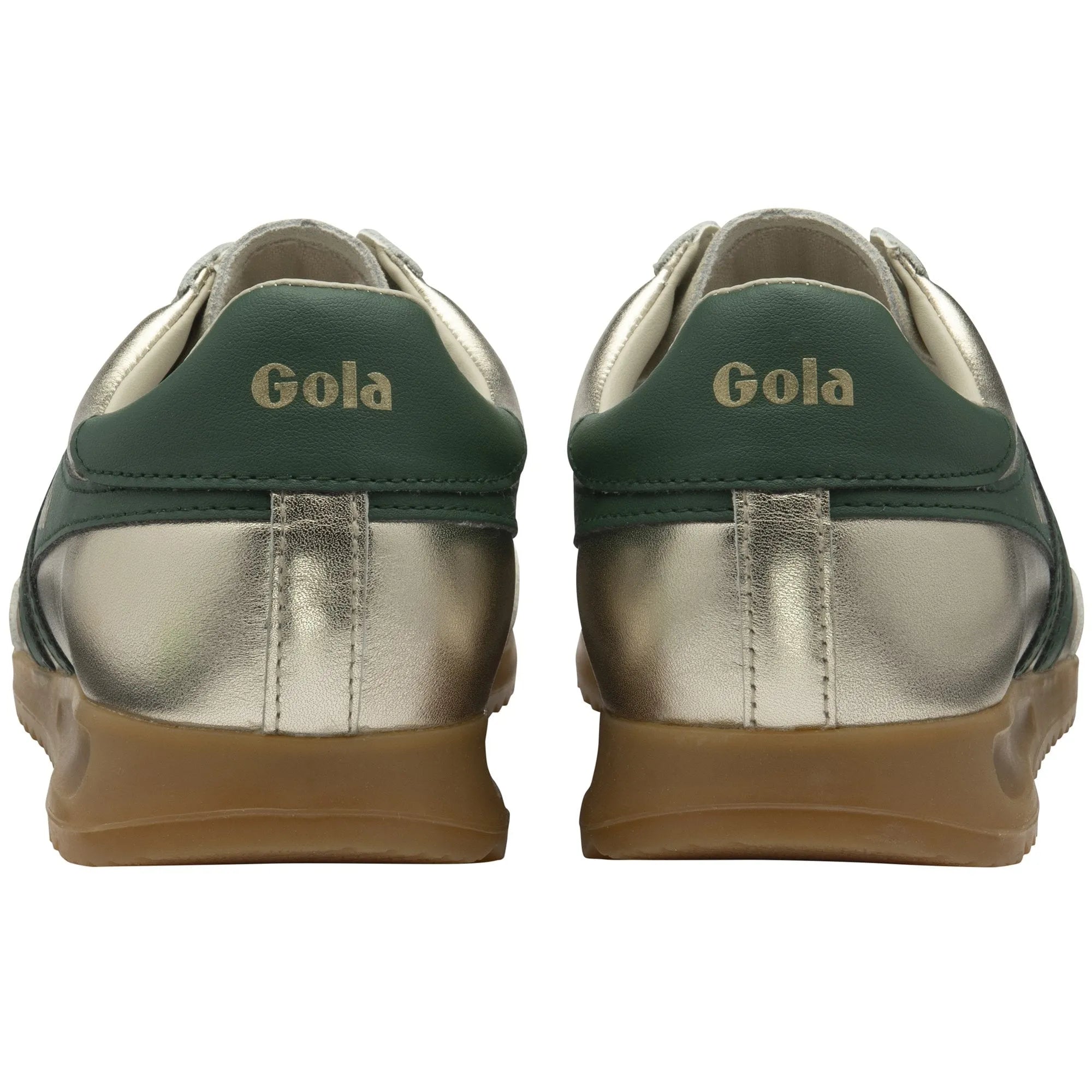 Gola Torpedo Glimmer Ladies Gold/Evergreen Leather Lace Up Trainers-elevate your sole