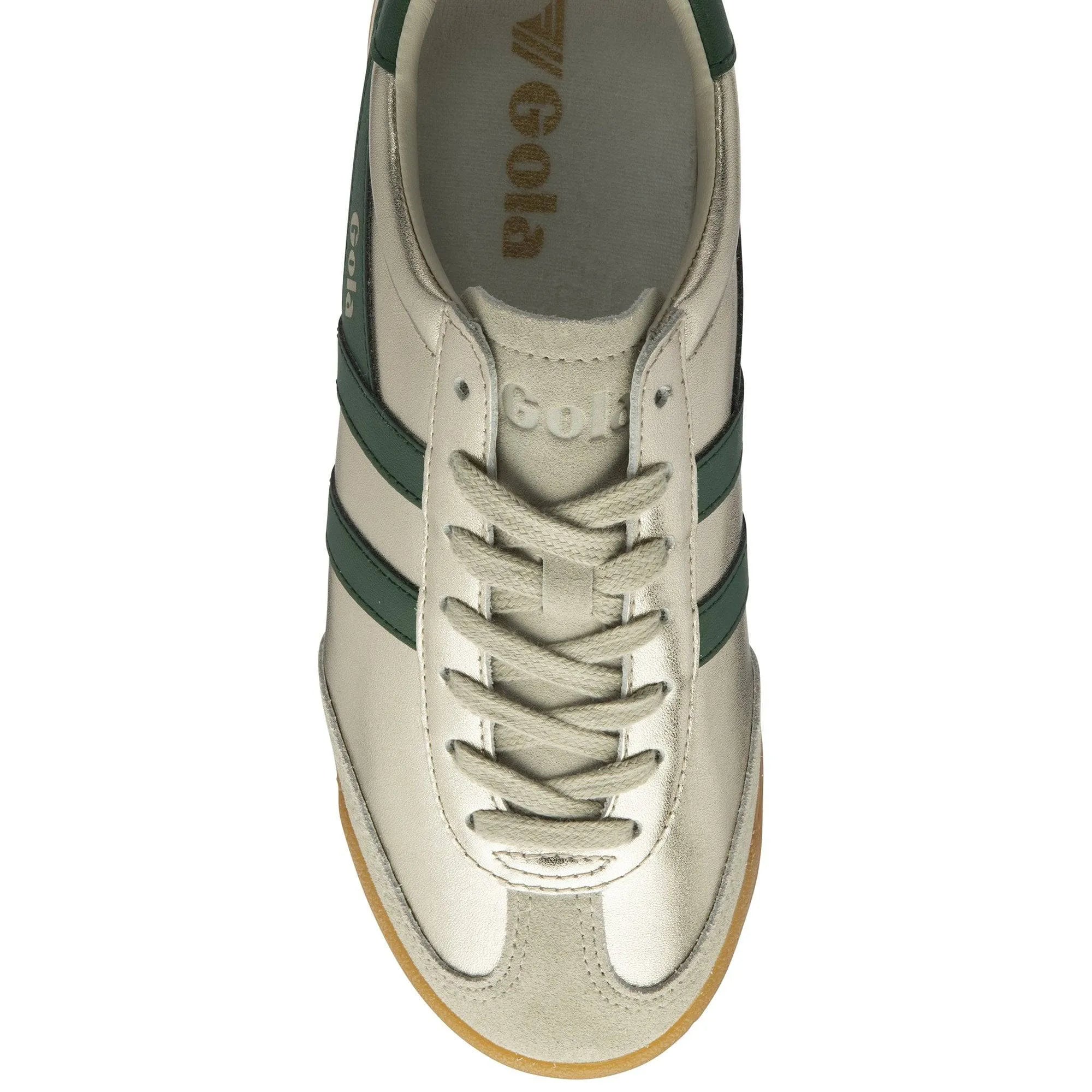 Gola Torpedo Glimmer Ladies Gold/Evergreen Leather Lace Up Trainers-elevate your sole