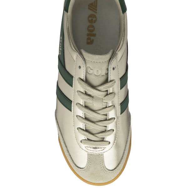 Gola Torpedo Glimmer Ladies Gold/Evergreen Leather Lace Up Trainers-elevate your sole