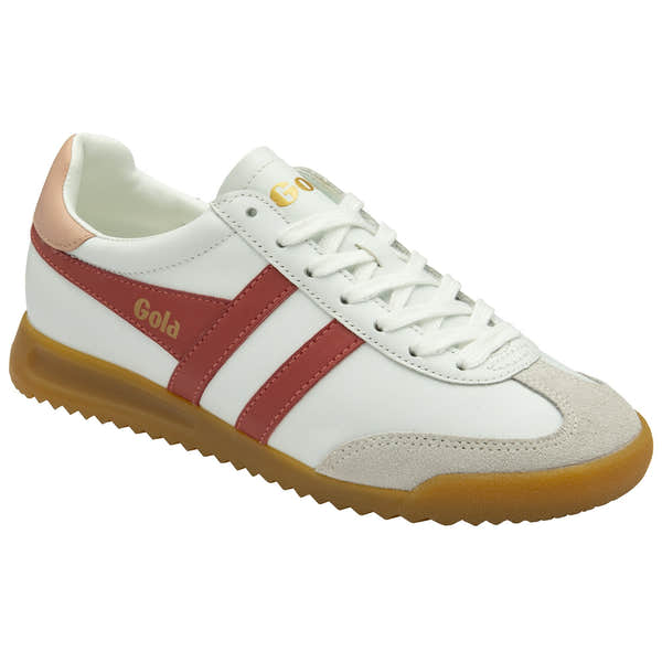 Gola Torpedo Ladies White/Clay/Pearl Pink Leather Lace Up Trainers-elevate your sole