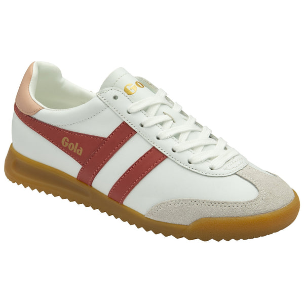 Gola Torpedo Ladies White/Clay/Pearl Pink Leather Lace Up Trainers-elevate your sole