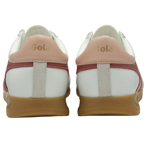 Gola Torpedo Ladies White/Clay/Pearl Pink Leather Lace Up Trainers-elevate your sole