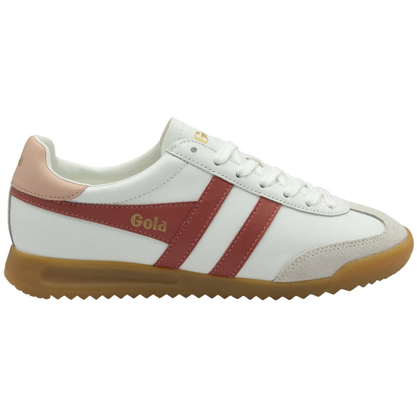 Gola Torpedo Ladies White/Clay/Pearl Pink Leather Lace Up Trainers-elevate your sole