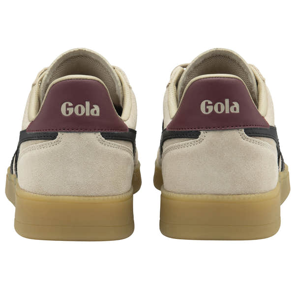 Gola Viper men's lace-up trainers in bone, black, red ochre, and gum suede with cushioned soles and contrasting logo details.