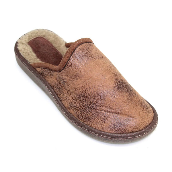 Goodyear Glen KMG006 Mens Brown Leather Effect Mule Slippers - elevate your sole