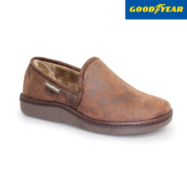 Goodyear Manor KMG021 Mens Brown Textile Slip On Slippers-elevate your sole