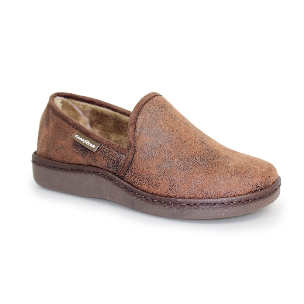Goodyear Manor KMG021 Mens Brown Textile Slip On Slippers-elevate your sole